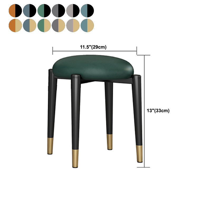 Contemporary Round Water Resistant Ottoman Faux Leather Upholstered Standard