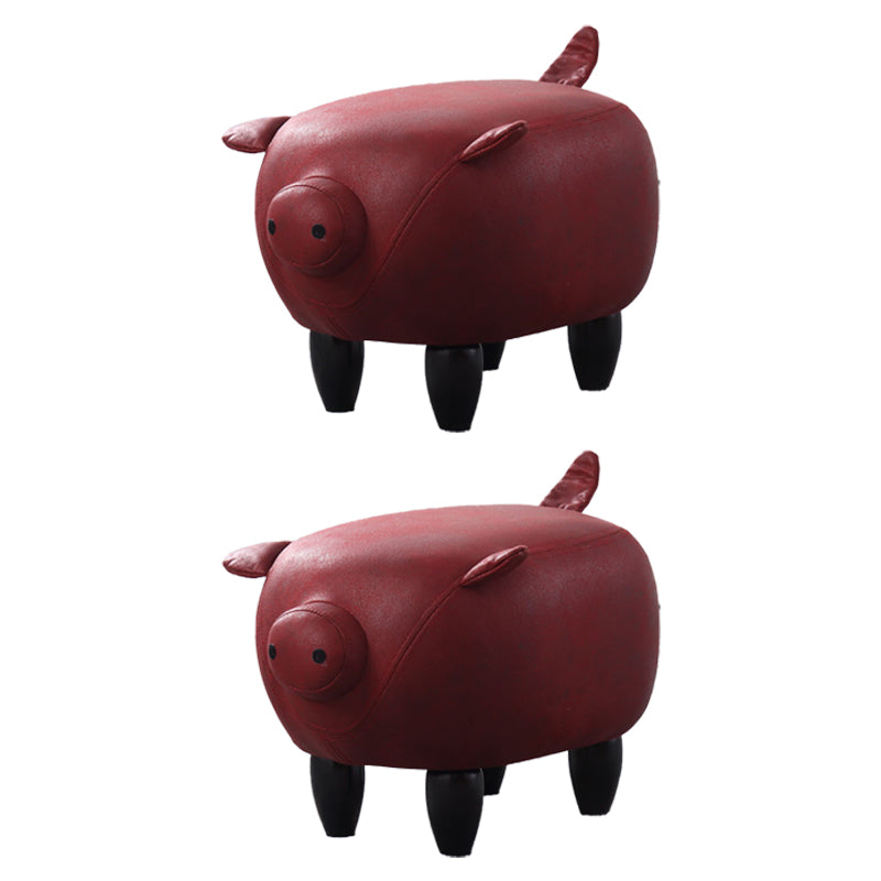 Contemporary Standard Ottoman Specialty Faux Leather Upholstered Pouf