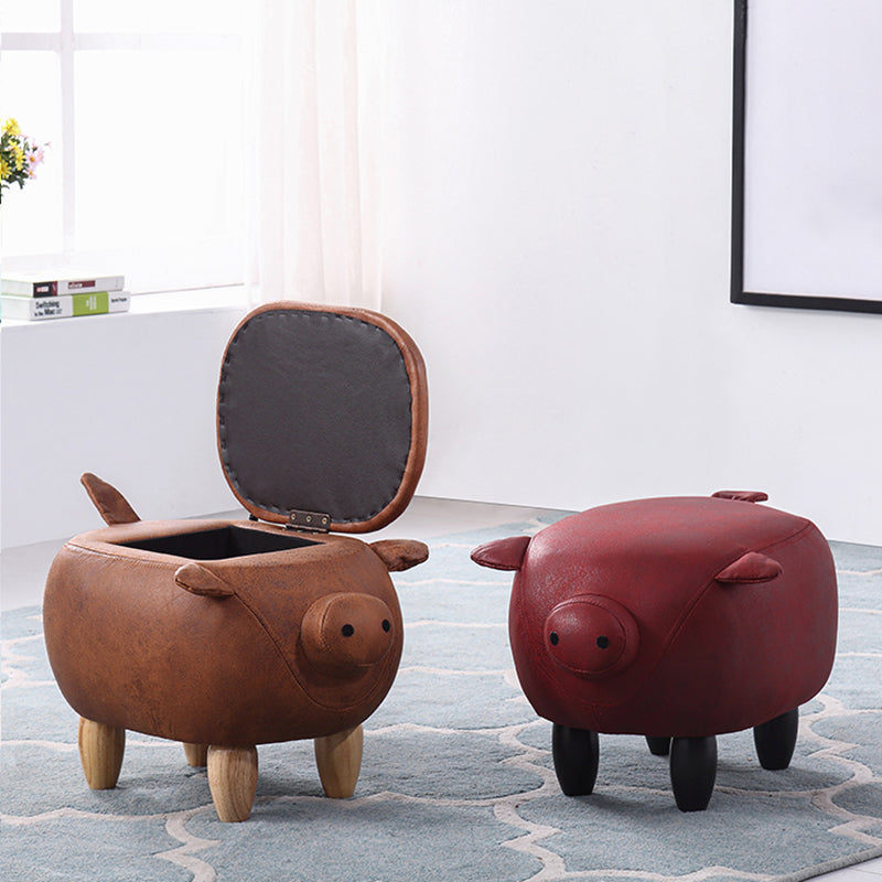 Contemporary Standard Ottoman Specialty Faux Leather Upholstered Pouf