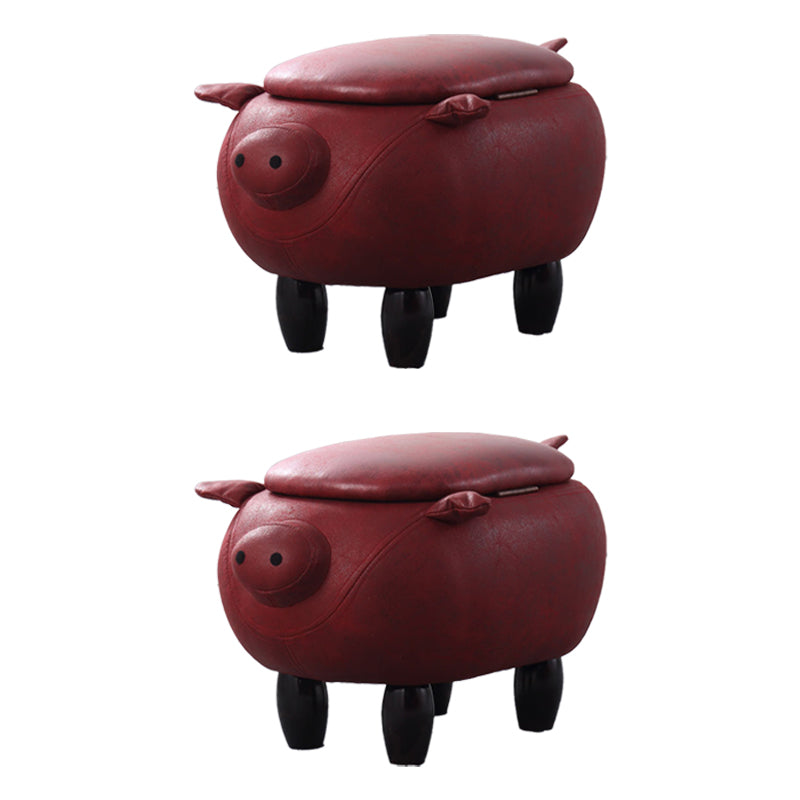 Contemporary Standard Ottoman Specialty Faux Leather Upholstered Pouf