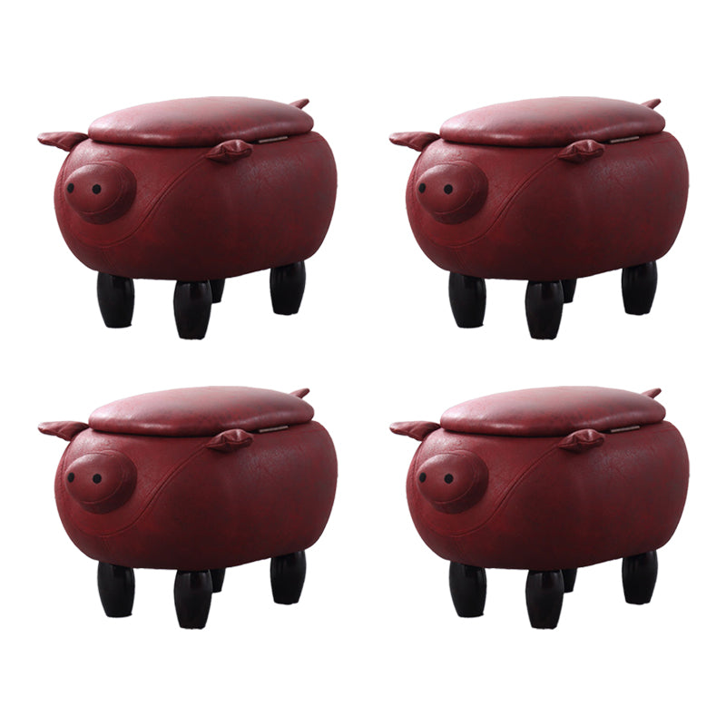 Contemporary Standard Ottoman Specialty Faux Leather Upholstered Pouf