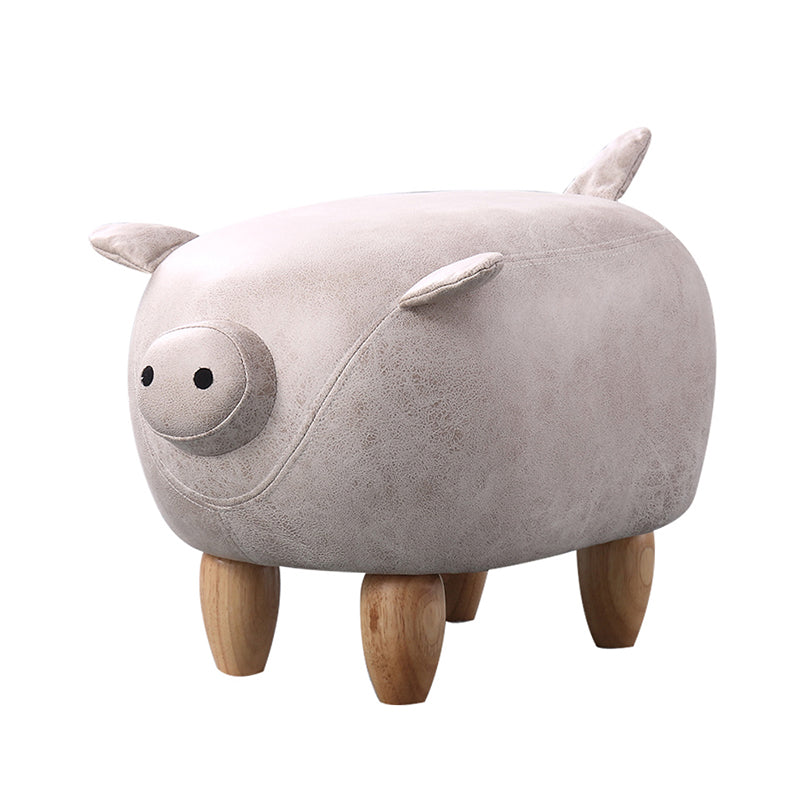 Contemporary Standard Ottoman Specialty Faux Leather Upholstered Pouf