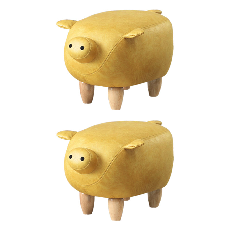 Contemporary Standard Ottoman Specialty Faux Leather Upholstered Pouf