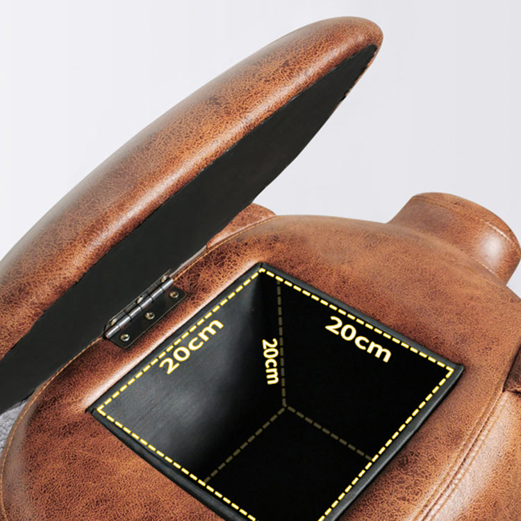 Contemporary Standard Ottoman Specialty Faux Leather Upholstered Pouf