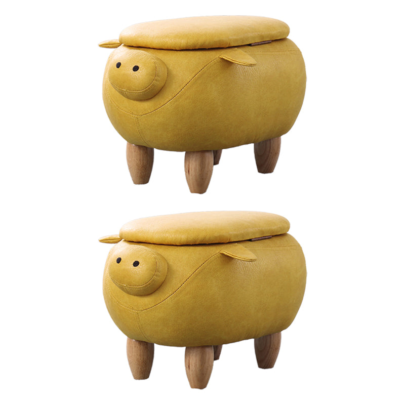 Contemporary Standard Ottoman Specialty Faux Leather Upholstered Pouf