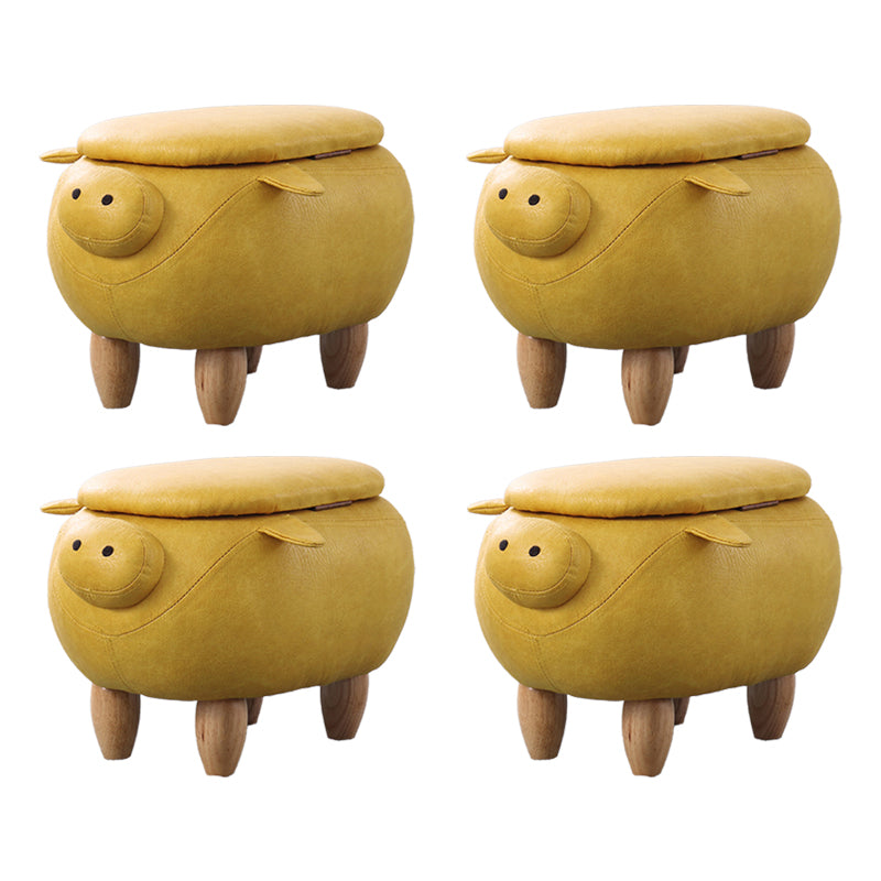 Contemporary Standard Ottoman Specialty Faux Leather Upholstered Pouf