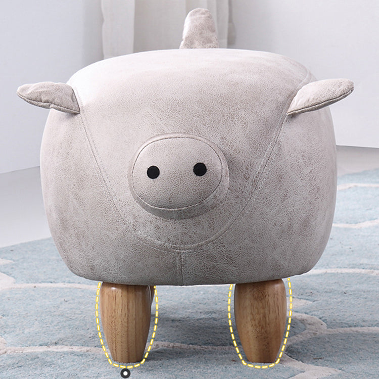 Contemporary Standard Ottoman Specialty Faux Leather Upholstered Pouf