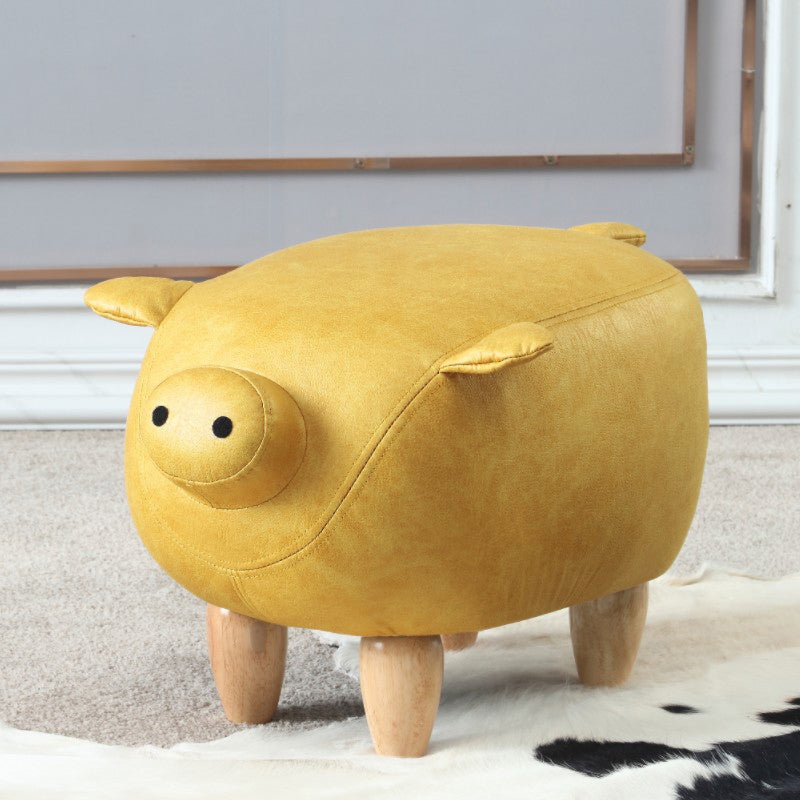 Contemporary Standard Ottoman Specialty Faux Leather Upholstered Pouf