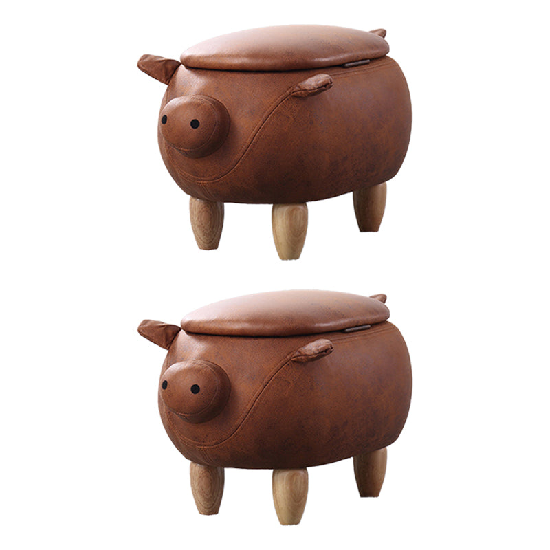 Contemporary Standard Ottoman Specialty Faux Leather Upholstered Pouf