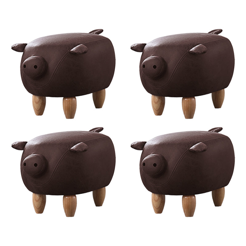 Contemporary Standard Ottoman Specialty Faux Leather Upholstered Pouf