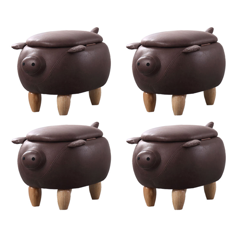 Contemporary Standard Ottoman Specialty Faux Leather Upholstered Pouf