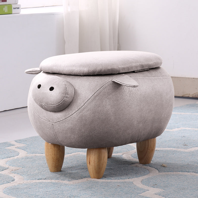 Contemporary Standard Ottoman Specialty Faux Leather Upholstered Pouf