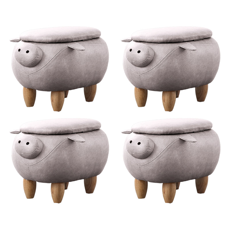 Contemporary Standard Ottoman Specialty Faux Leather Upholstered Pouf