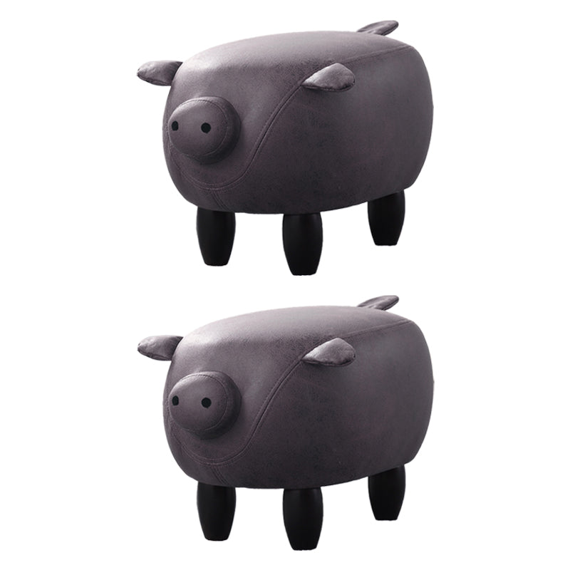 Contemporary Standard Ottoman Specialty Faux Leather Upholstered Pouf