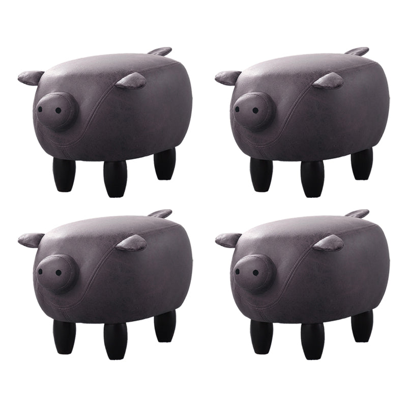 Contemporary Standard Ottoman Specialty Faux Leather Upholstered Pouf