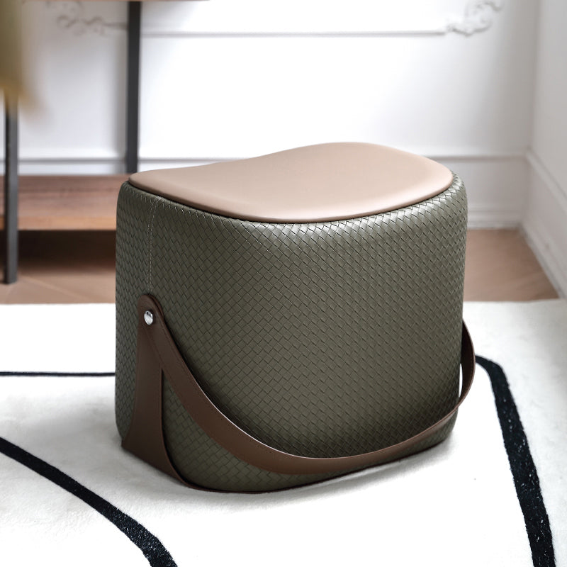 Contemporary Faux Leather Upholstered Ottoman Rectangle Standard