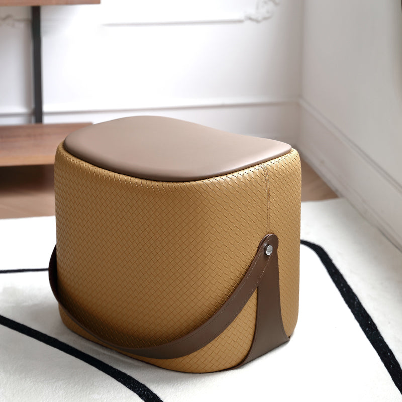 Contemporary Faux Leather Upholstered Ottoman Rectangle Standard