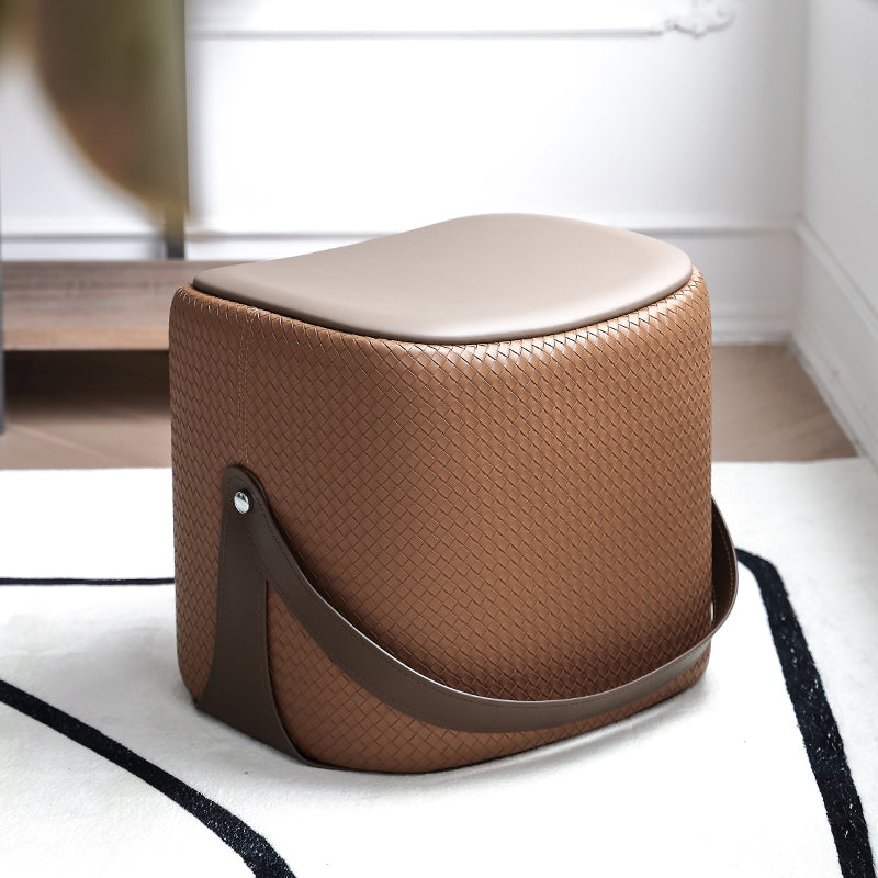 Contemporary Faux Leather Upholstered Ottoman Rectangle Standard