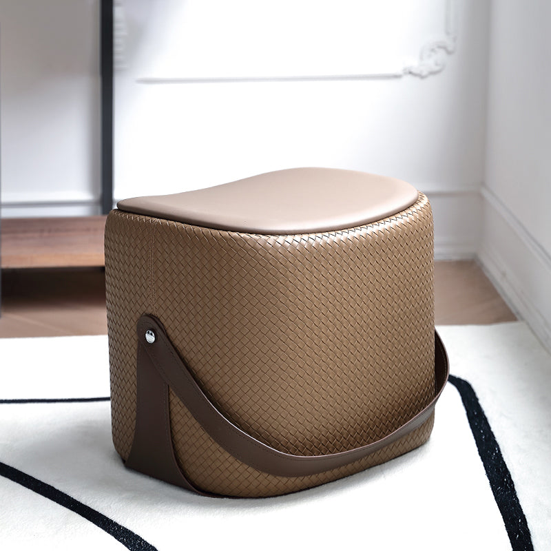 Contemporary Faux Leather Upholstered Ottoman Rectangle Standard