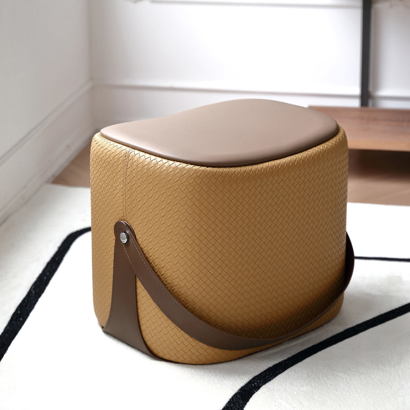 Contemporary Faux Leather Upholstered Ottoman Rectangle Standard