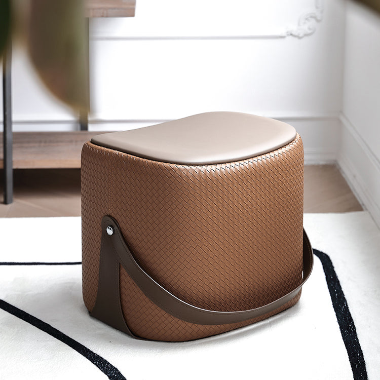 Contemporary Faux Leather Upholstered Ottoman Rectangle Standard