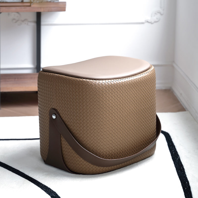 Contemporary Faux Leather Upholstered Ottoman Rectangle Standard