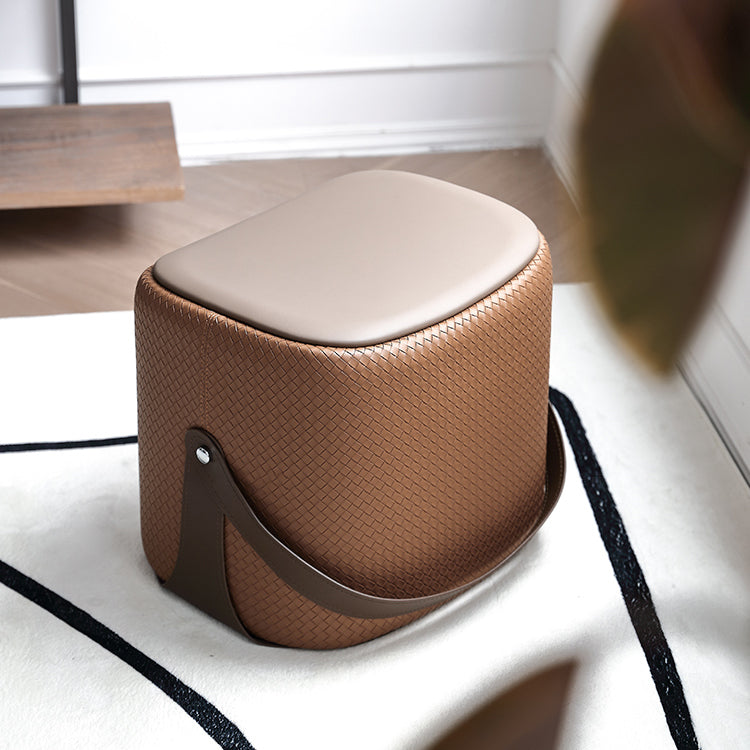 Contemporary Faux Leather Upholstered Ottoman Rectangle Standard