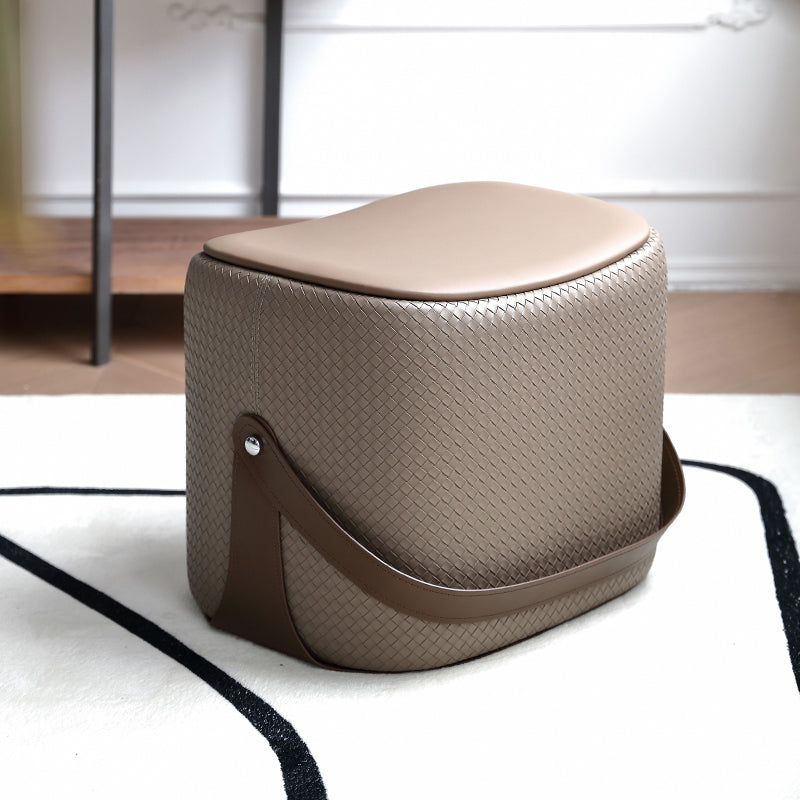 Contemporary Faux Leather Upholstered Ottoman Rectangle Standard