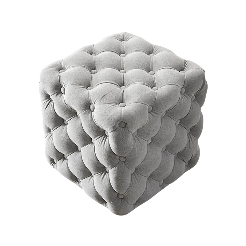 Contemporary Square Shape Ottoman Tufted and Tear Resistant Cube