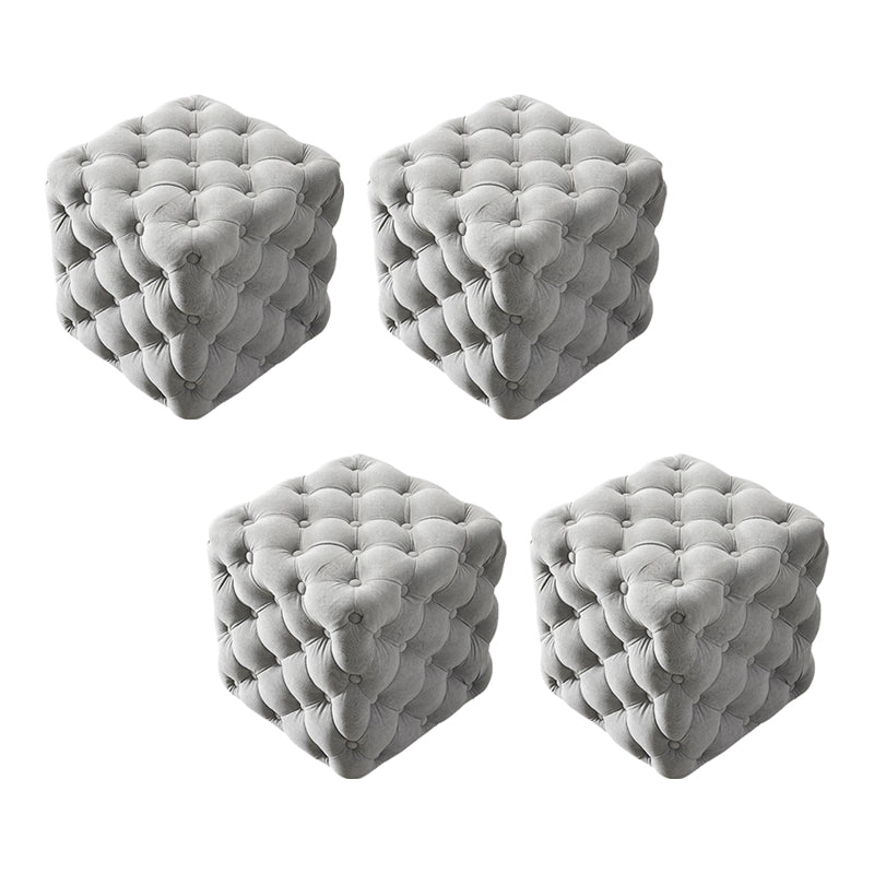 Contemporary Square Shape Ottoman Tufted and Tear Resistant Cube