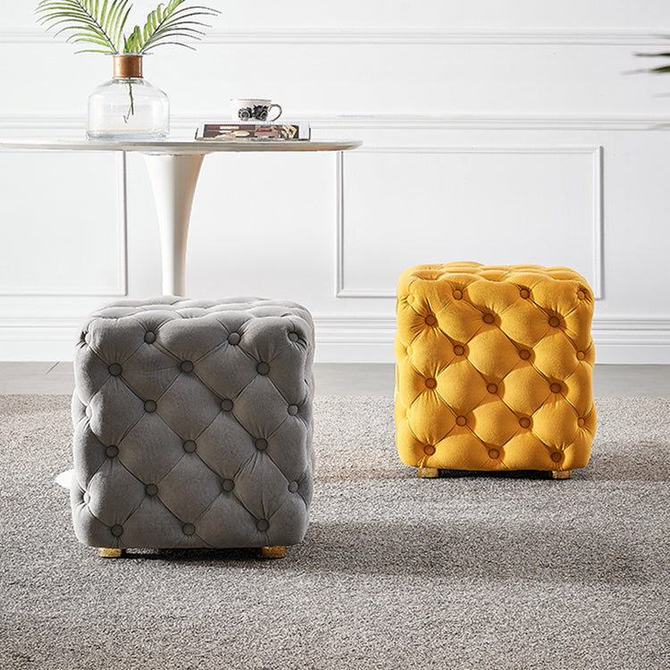 Contemporary Square Shape Ottoman Tufted and Tear Resistant Cube