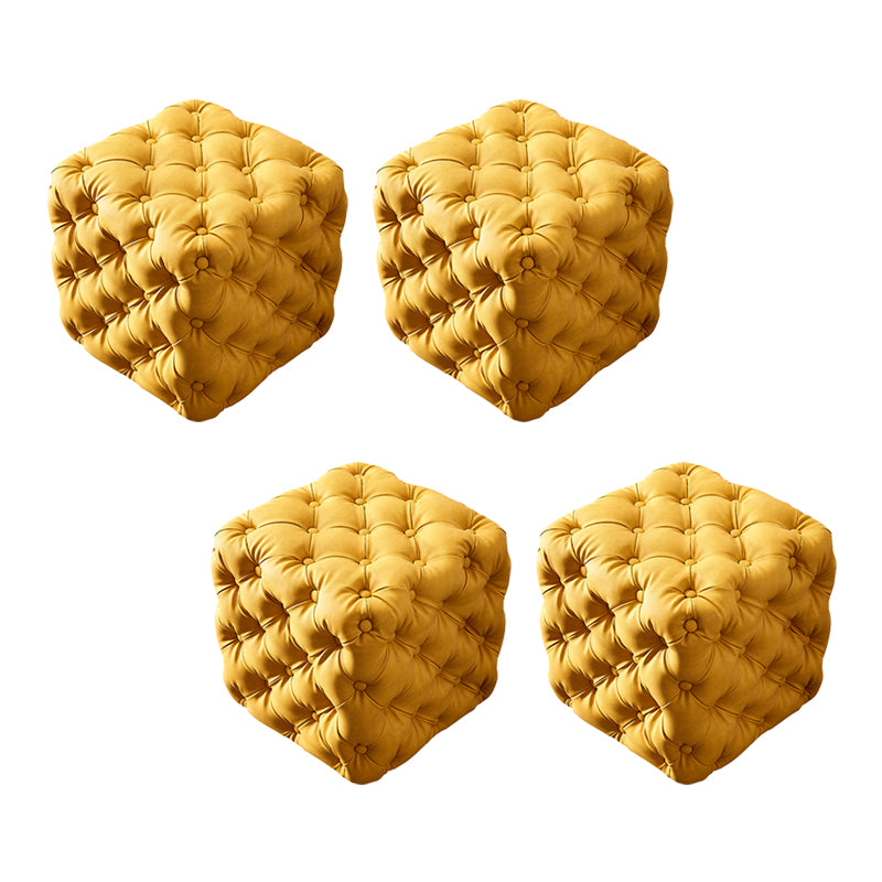 Contemporary Square Shape Ottoman Tufted and Tear Resistant Cube