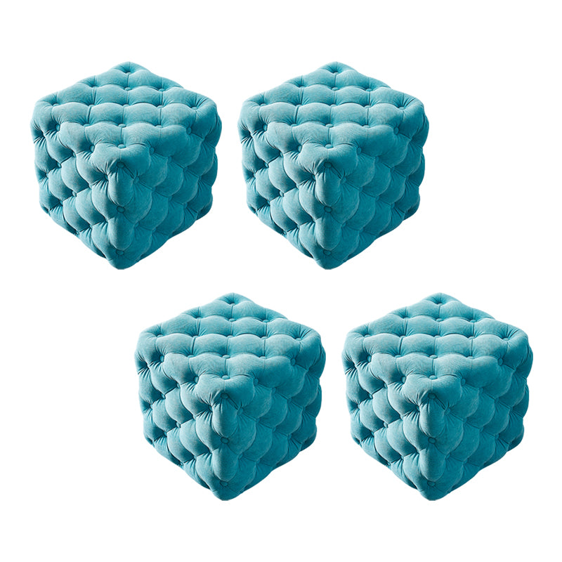 Contemporary Square Shape Ottoman Tufted and Tear Resistant Cube
