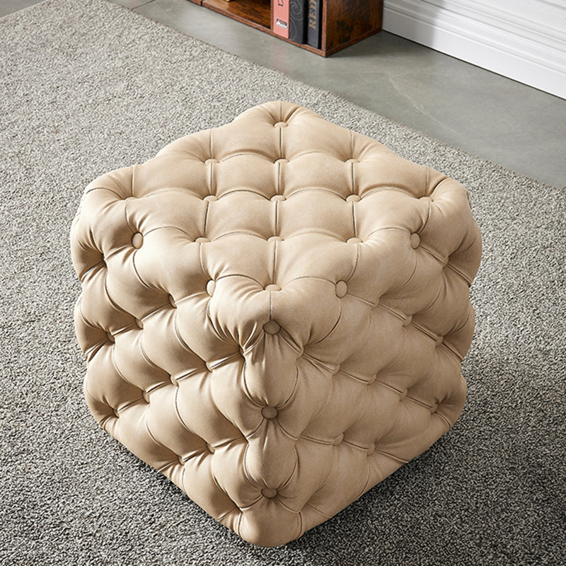 Contemporary Square Shape Ottoman Tufted and Tear Resistant Cube
