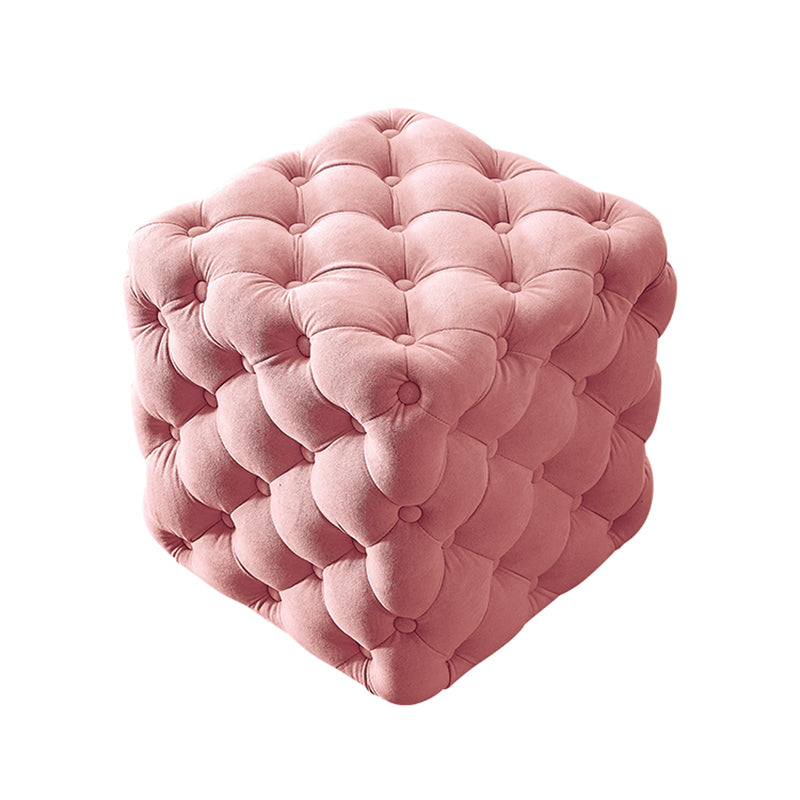 Contemporary Square Shape Ottoman Tufted and Tear Resistant Cube