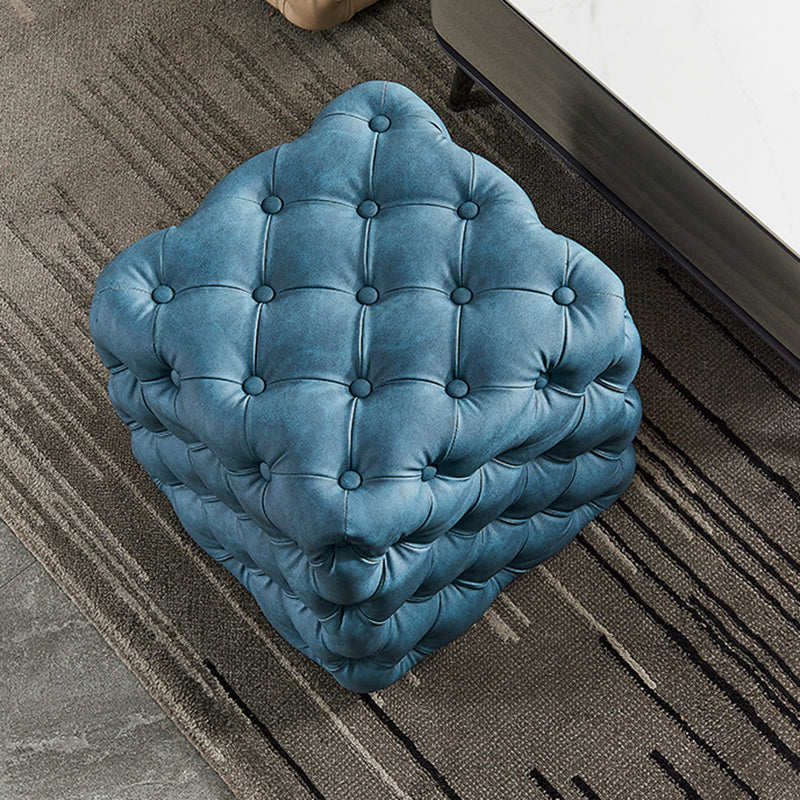 Contemporary Square Shape Ottoman Tufted and Tear Resistant Cube