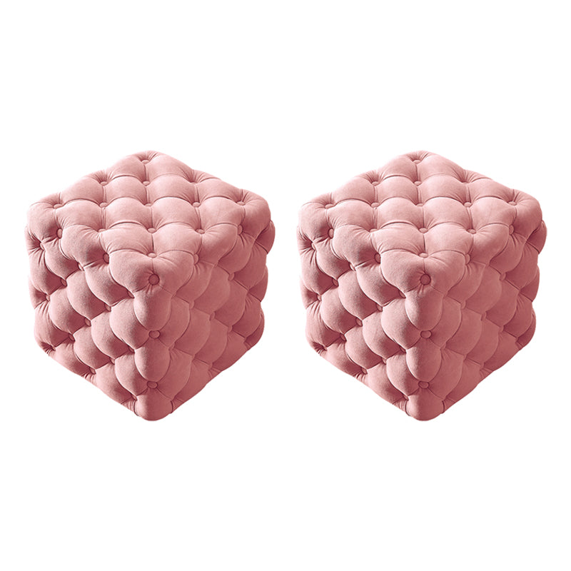 Contemporary Square Shape Ottoman Tufted and Tear Resistant Cube