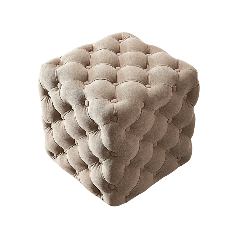 Contemporary Square Shape Ottoman Tufted and Tear Resistant Cube
