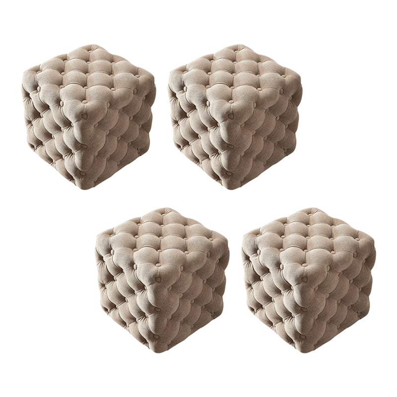 Contemporary Square Shape Ottoman Tufted and Tear Resistant Cube
