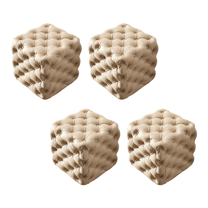 Contemporary Square Shape Ottoman Tufted and Tear Resistant Cube