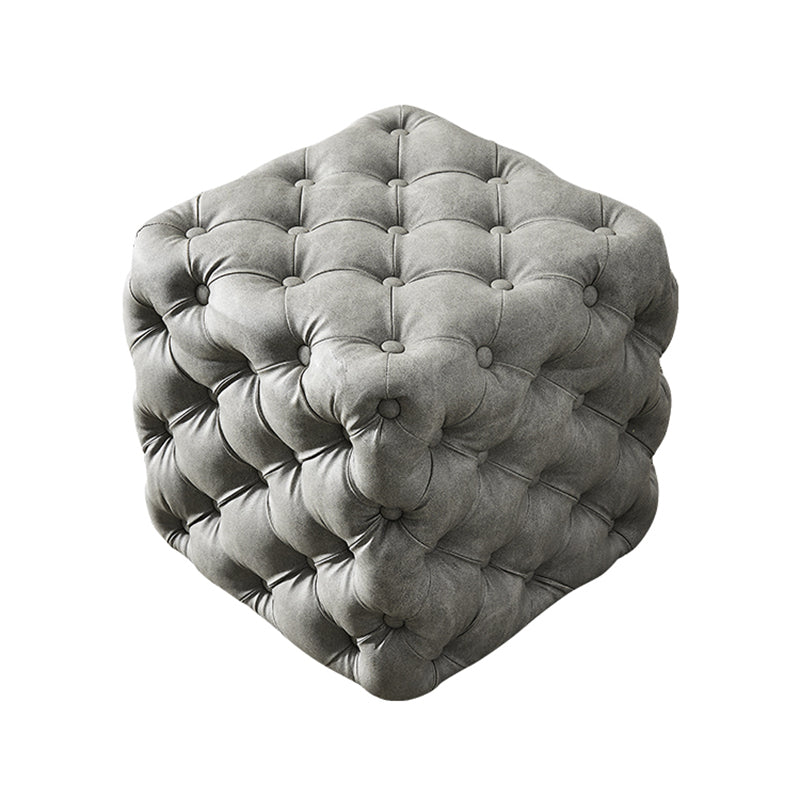 Contemporary Square Shape Ottoman Tufted and Tear Resistant Cube