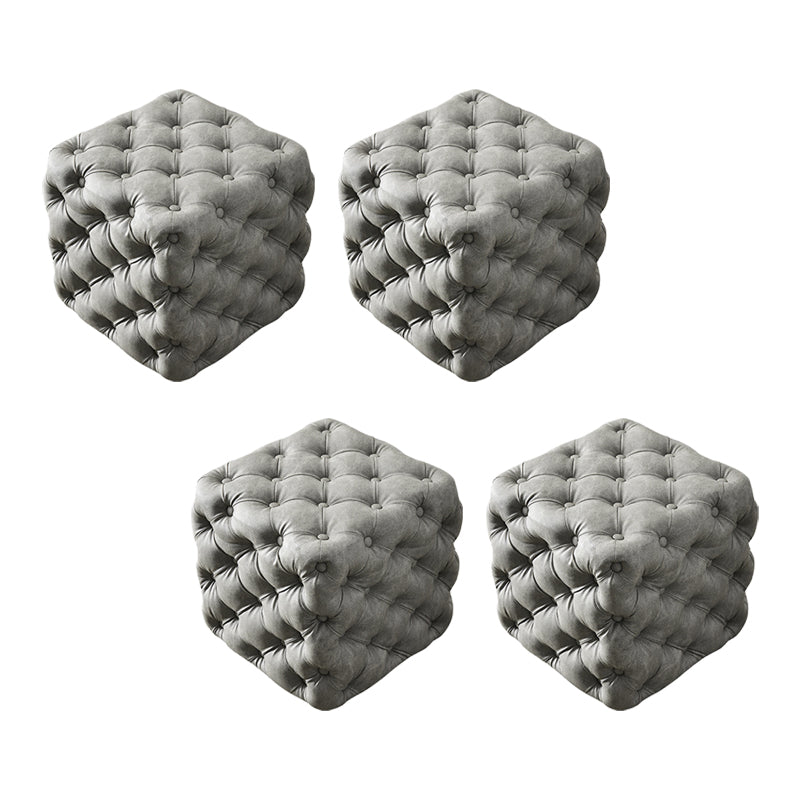 Contemporary Square Shape Ottoman Tufted and Tear Resistant Cube