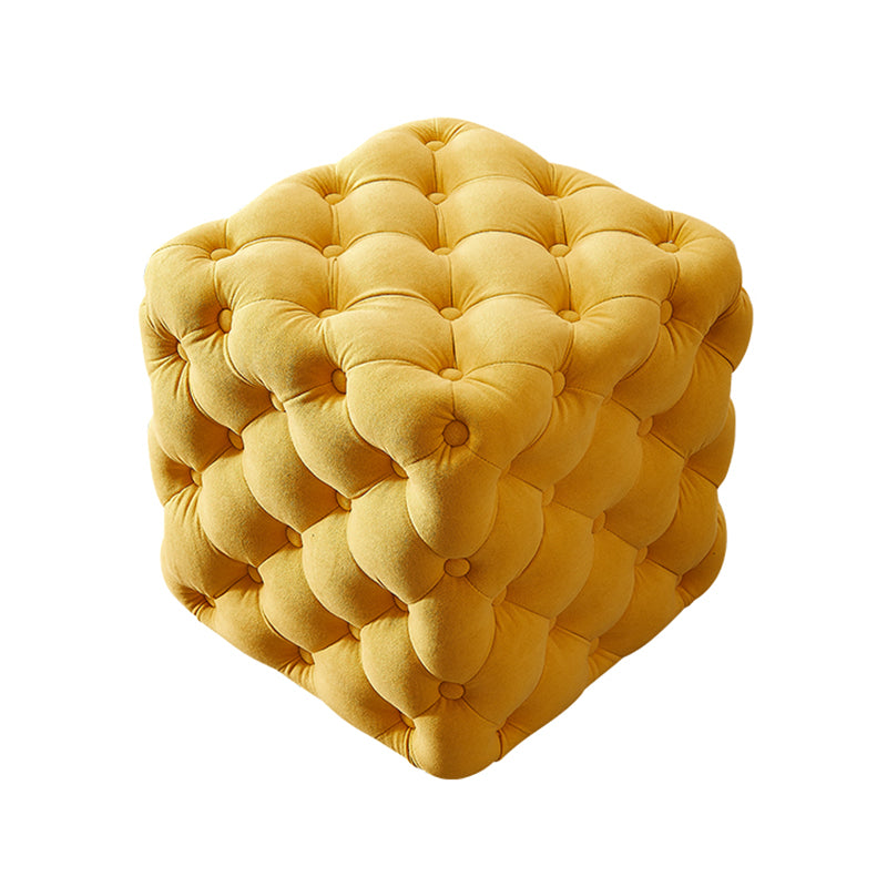 Contemporary Square Shape Ottoman Tufted and Tear Resistant Cube