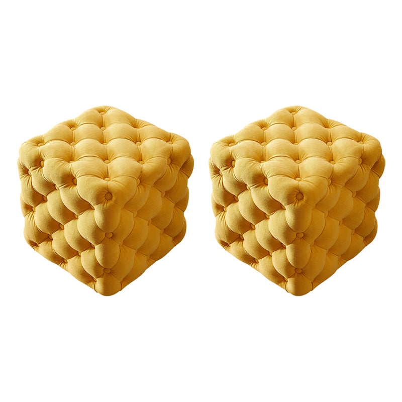 Contemporary Square Shape Ottoman Tufted and Tear Resistant Cube