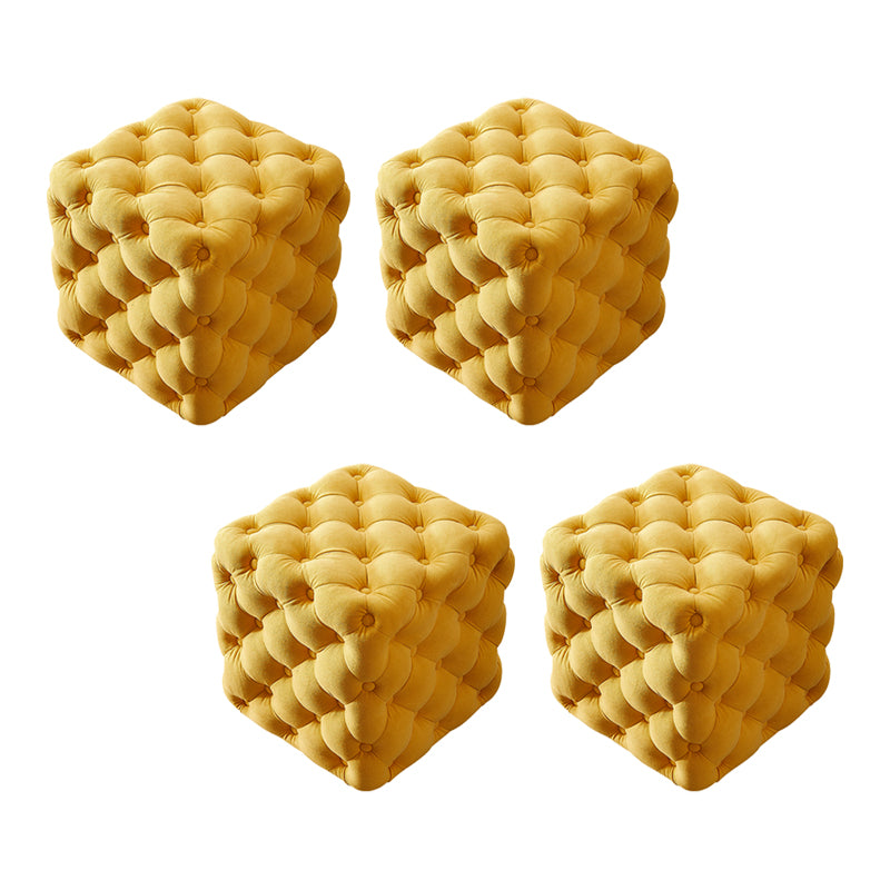 Contemporary Square Shape Ottoman Tufted and Tear Resistant Cube