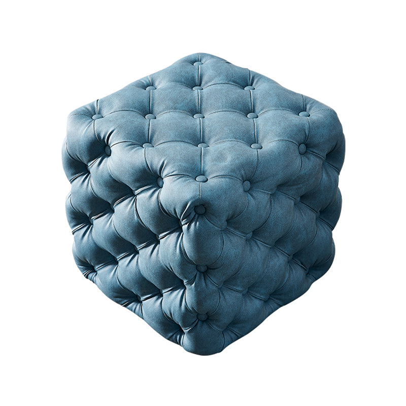 Contemporary Square Shape Ottoman Tufted and Tear Resistant Cube