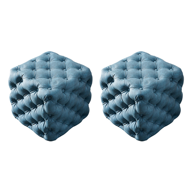 Contemporary Square Shape Ottoman Tufted and Tear Resistant Cube