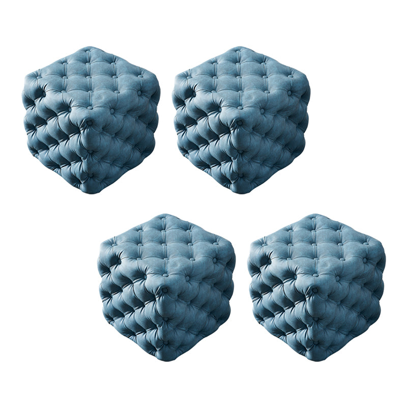 Contemporary Square Shape Ottoman Tufted and Tear Resistant Cube