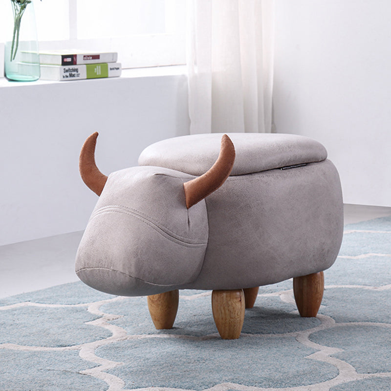 Contemporary Standard Ottoman with Upholstered Faux Leather Top Pouf