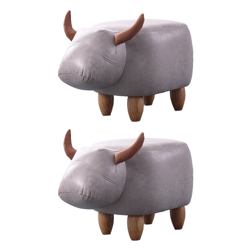 Contemporary Standard Ottoman with Upholstered Faux Leather Top Pouf